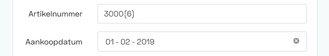 Veld voor datums en productnummer