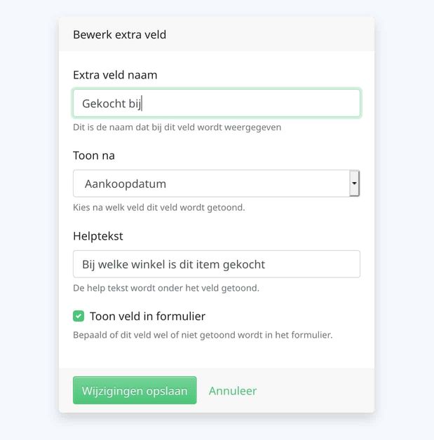 Extra velden in Yard Tower