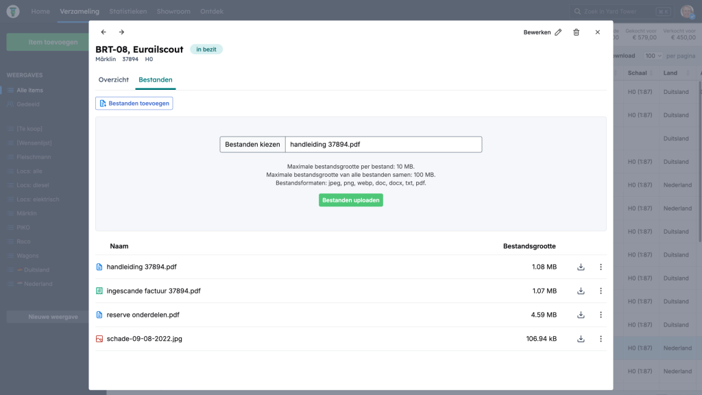 Bewaar documenten bij je modeltreinen