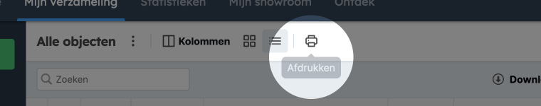 Lijst modeltreinen afdrukken in Yard Tower