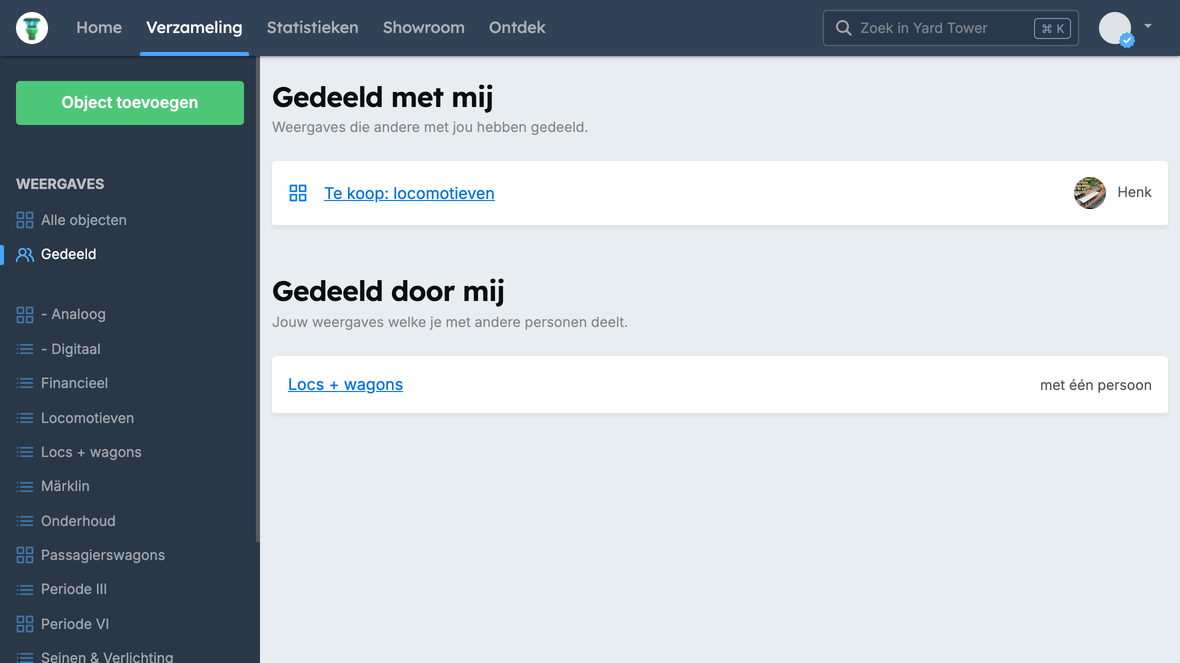 Uitbreiding pagina met gedeelde weergaves